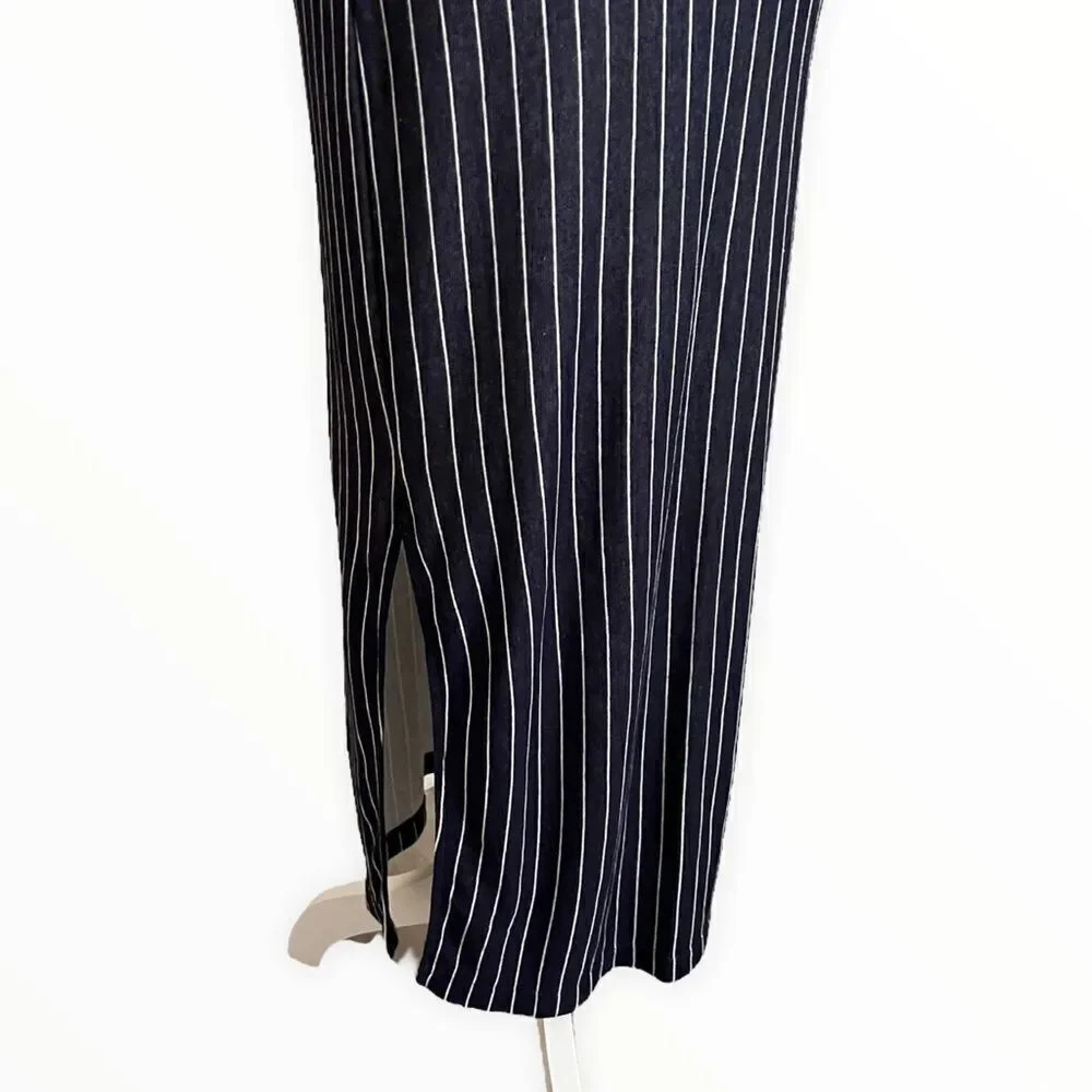 ARMANI EXCHANGE | Navy | White Stripes Midi Dress - Picture 4 of 8